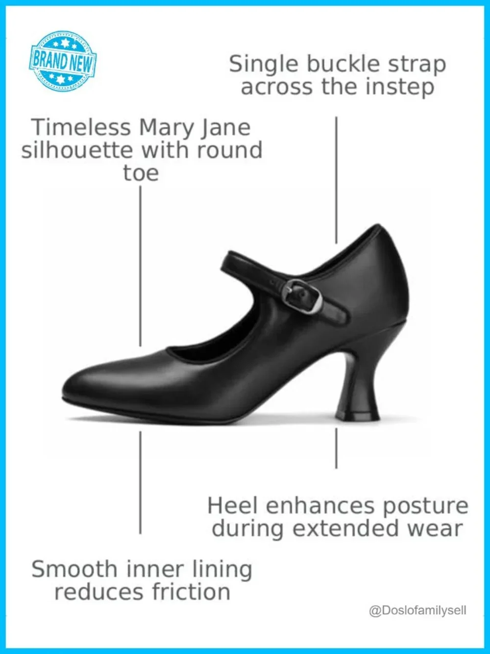 Mary Jane Kitten Heels Faux Leather Round Toe Buckle Dressy Pumps